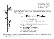 Traueranzeige Eduard Weiher