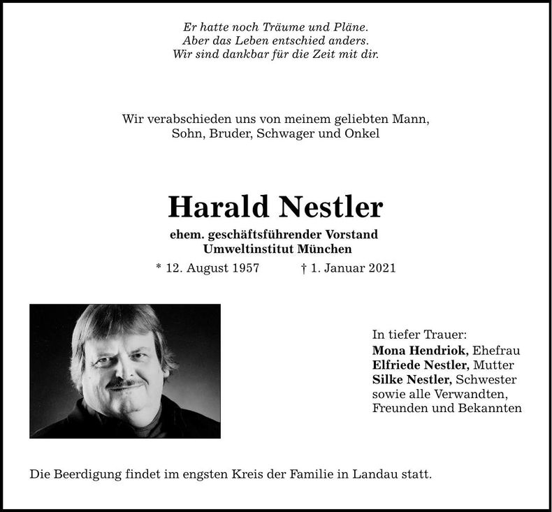 Traueranzeige Harald Nestler