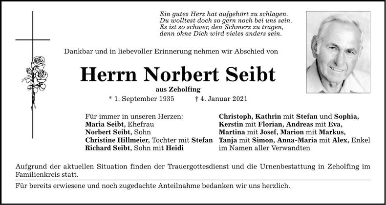 Traueranzeige Norbert Seibt