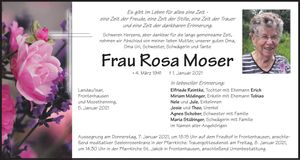 Traueranzeige Rosa Moser