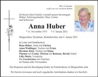 Traueranzeige Anna Huber