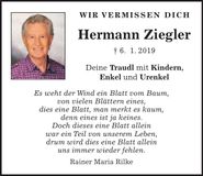 Traueranzeige Hermann Ziegler