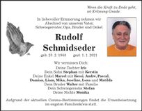 Traueranzeige Rudolf Schmidseder