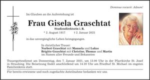 Traueranzeige Gisela Graschtat