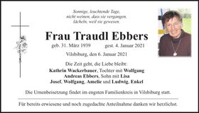 Traueranzeige Traudl Ebbers
