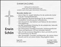 Traueranzeige Erwin Schön