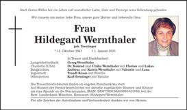 Traueranzeige Hildegard Wernthaler