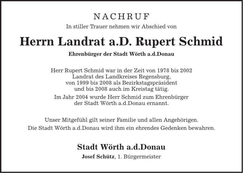 Traueranzeige Rupert Schmid