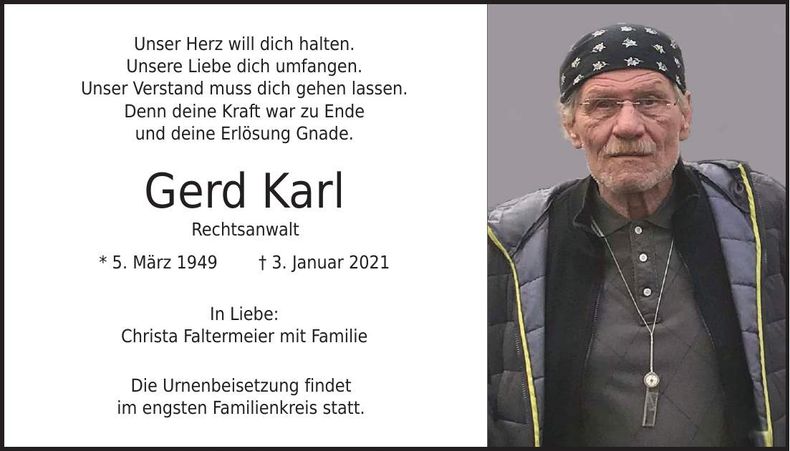 Traueranzeige Gerd Karl