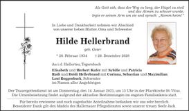 Traueranzeige Hilde Hellerbrand