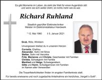 Traueranzeige Richard Ruhland