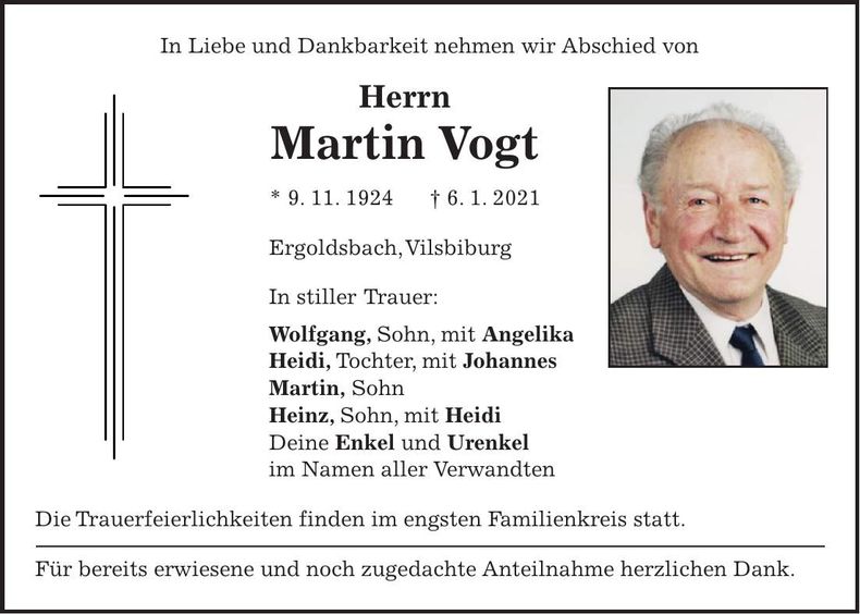 Traueranzeige Martin Vogt