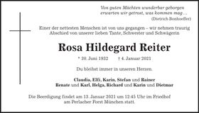 Traueranzeige Rosa Hildegard Reiter