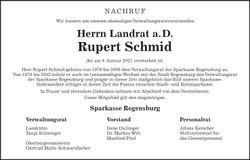 Traueranzeige Rupert Schmid