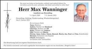 Traueranzeige Max Wanninger