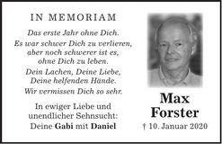 Traueranzeige Max Forster