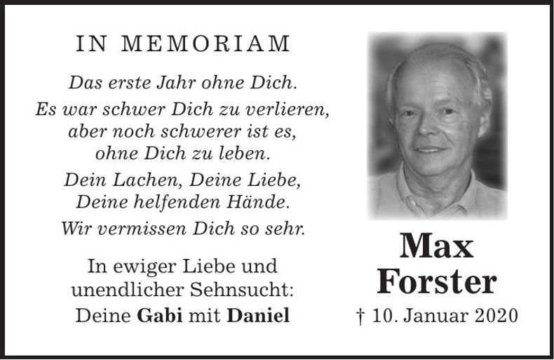 Traueranzeige Max Forster
