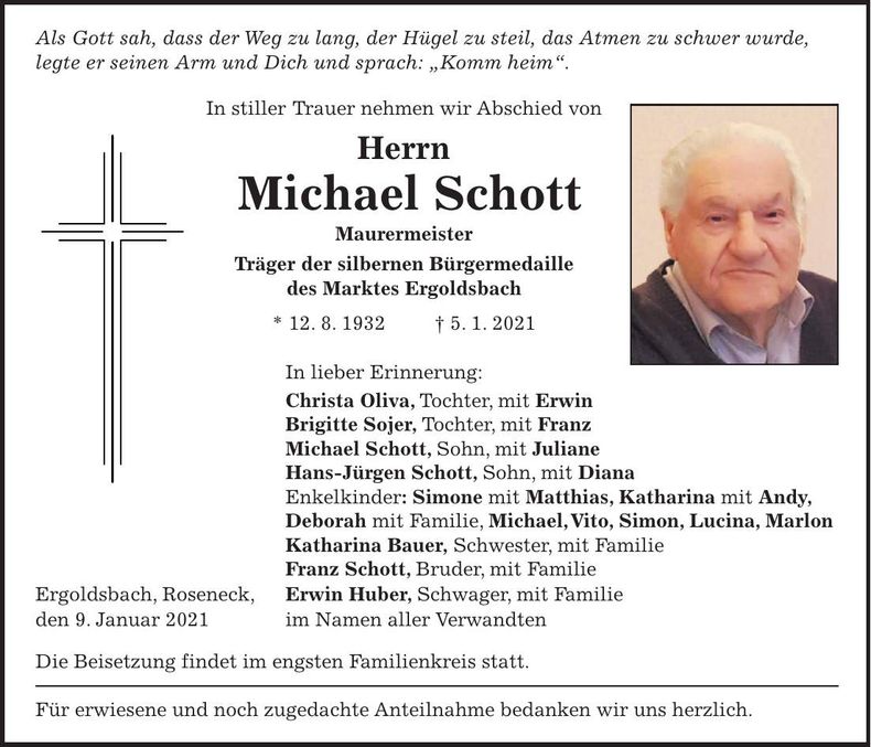 Traueranzeige Michael Schott