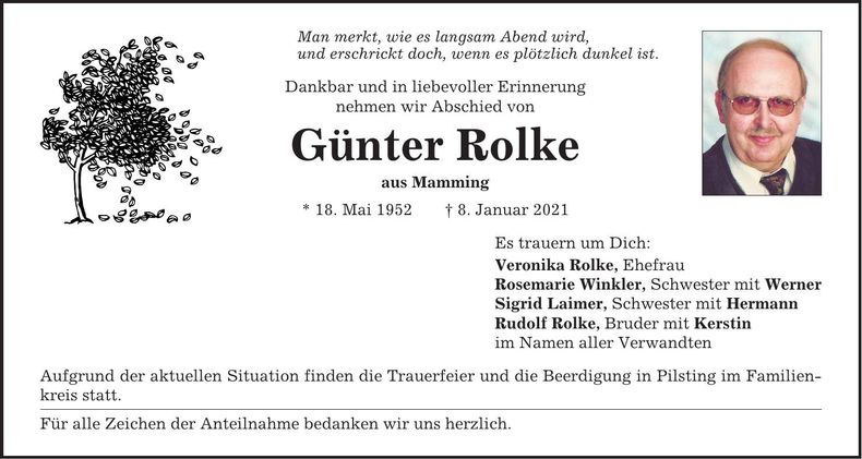 Traueranzeige Günter Rolke