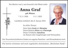 Traueranzeige Anna Graf