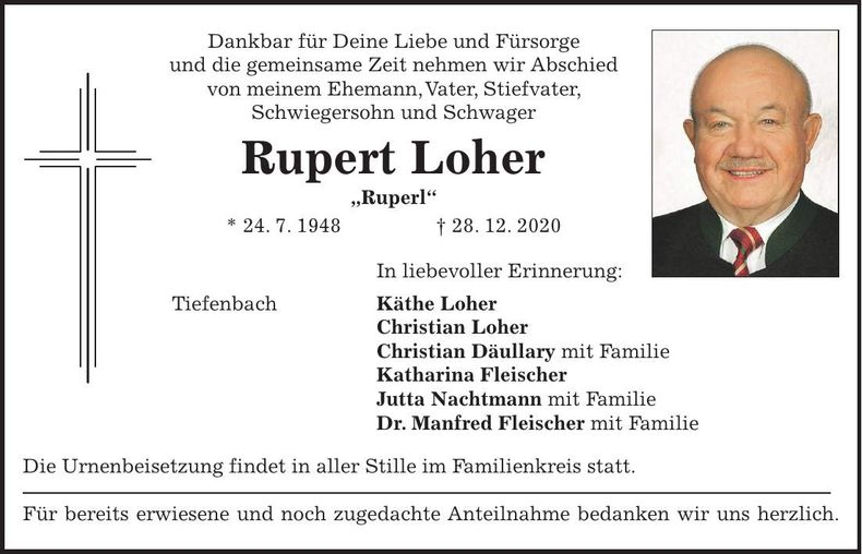 Traueranzeige Rupert Loher