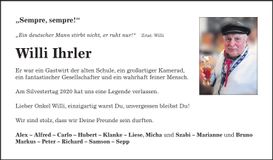 Traueranzeige Willi Ihrler