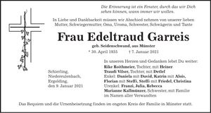 Traueranzeige Edeltraud Garreis