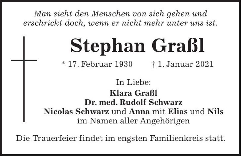 Traueranzeige Stephan Graßl