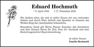 Traueranzeige Eduard Hochmuth
