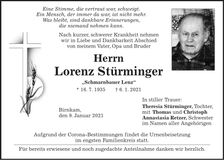 Traueranzeige Lorenz Stürminger