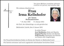 Traueranzeige Irma Kellnhofer