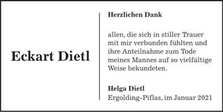 Traueranzeige Eckart Dietl