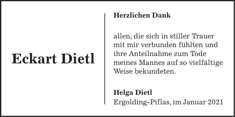 Traueranzeige Eckart Dietl