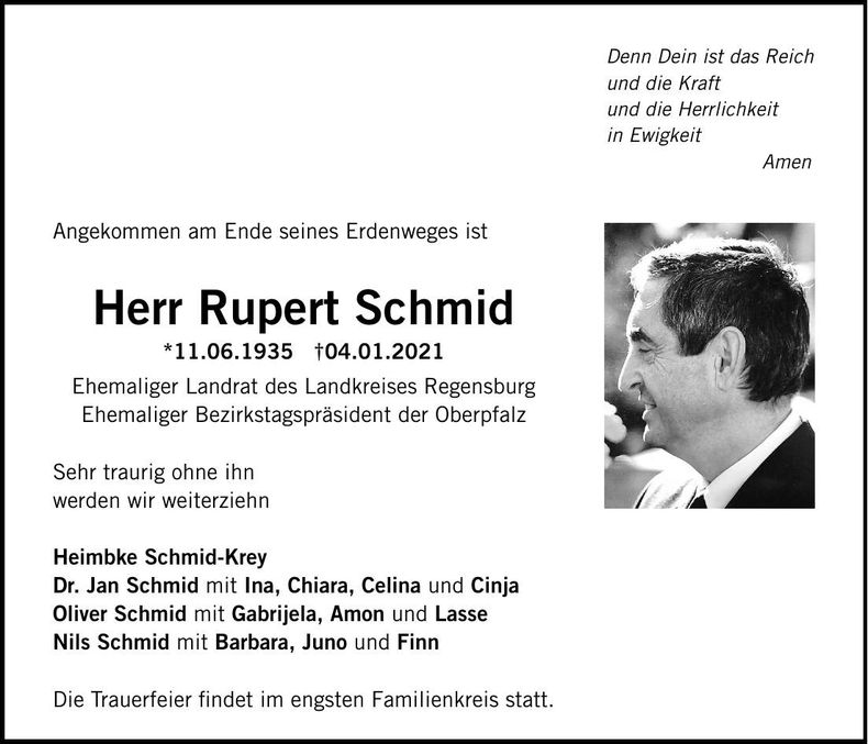 Traueranzeige Rupert Schmid