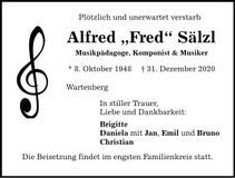 Traueranzeige Alfred Sälzl