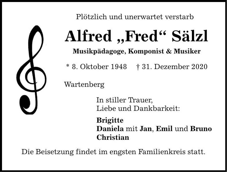 Traueranzeige Alfred Sälzl