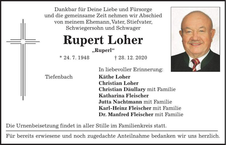Traueranzeige Rupert Loher