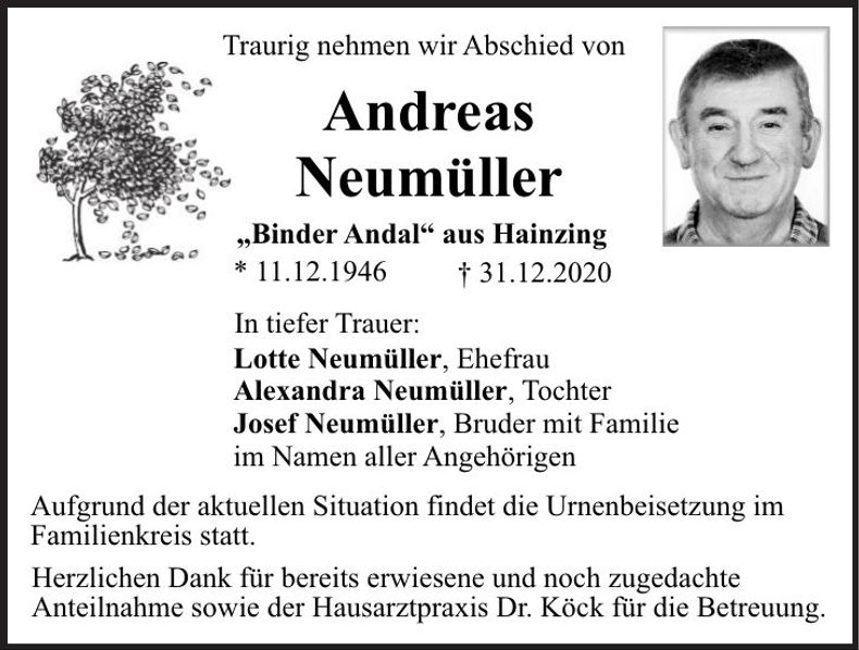Traueranzeige Andreas Neumüller