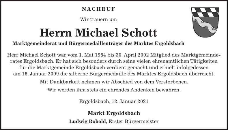 Traueranzeige Michael Schott