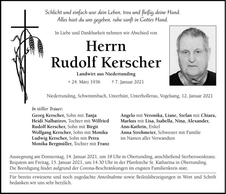 Traueranzeige Rudolf Kerscher