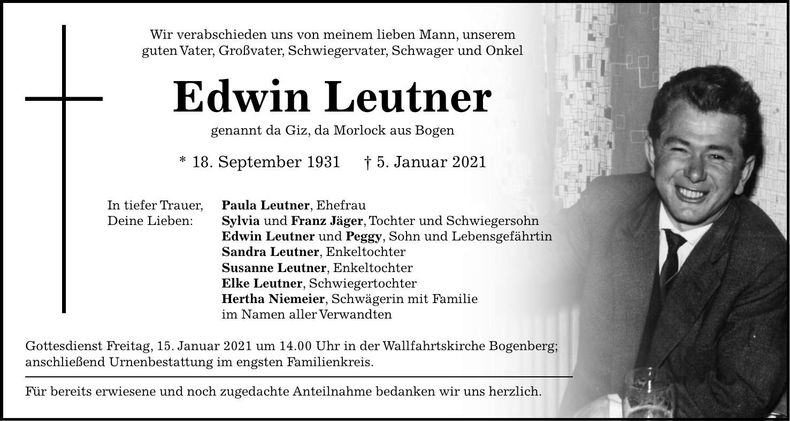 Traueranzeige Edwin Leutner