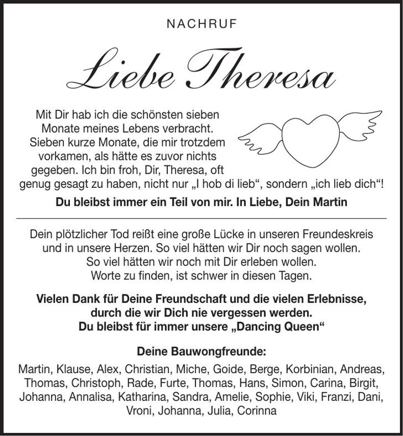 Traueranzeige Theresa Högl