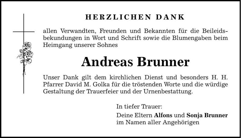 Traueranzeige Andreas Brunner