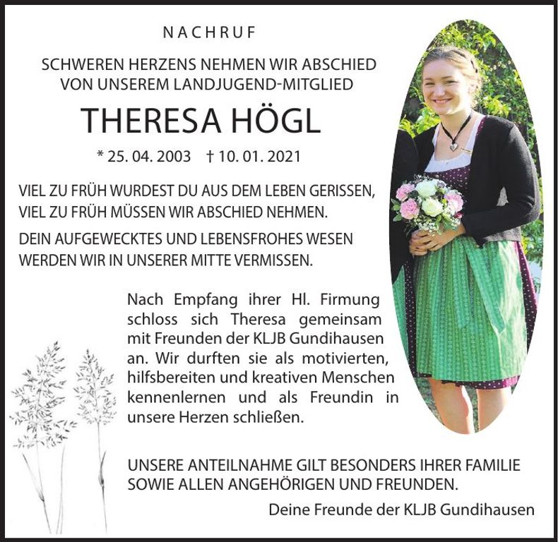 Traueranzeige Theresa Högl