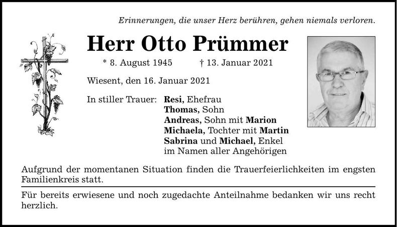 Traueranzeige Otto Prümmer