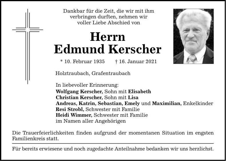 Traueranzeige Edmund Kerscher