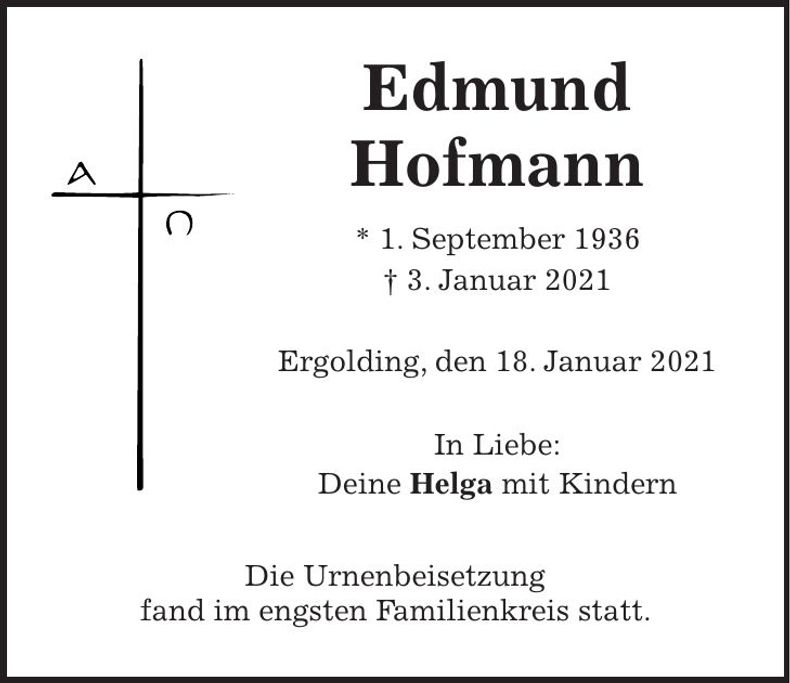 Traueranzeige Edmund Hofmann