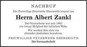 Traueranzeige Albert Zankl