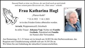 Traueranzeige Katharina Hagl