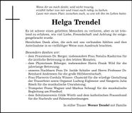 Traueranzeige Helga Trendel